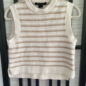 French connection beige knit striped  sleeveless sweater size S ￼